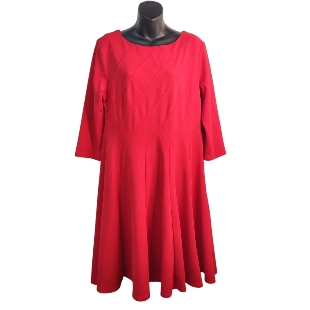 C Est. 1946 Dress Women's Red 3/4 Sleeve Flare Dress Size 14